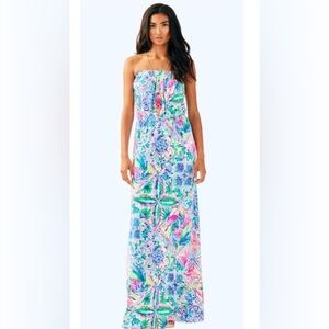Lilly Pulitzer Marlisa Strapless Maxi Dress in Dancing on the Deck Print